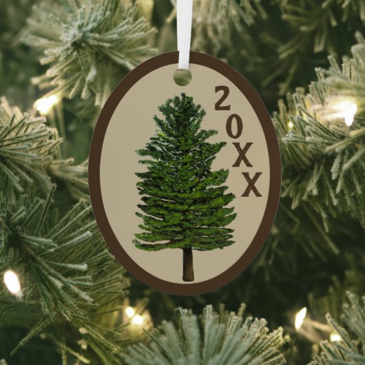 Pine Trees and Harlequin Oval Ornament Aus Metall (InSitu)