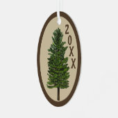 Pine Trees and Harlequin Oval Ornament Aus Metall (Vorderseite links)