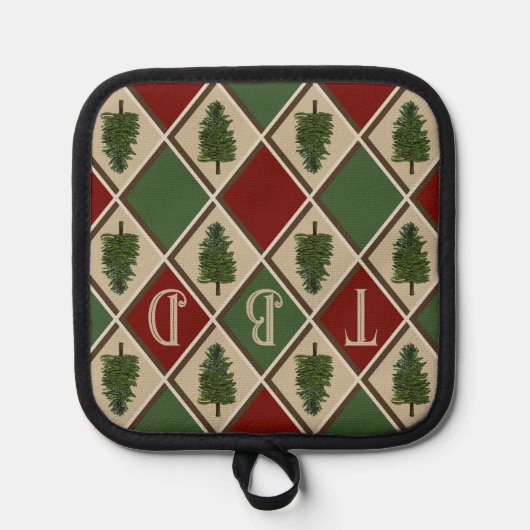 Pine Trees and Harlequin Pot Holder Topflappen (Vorderseite)