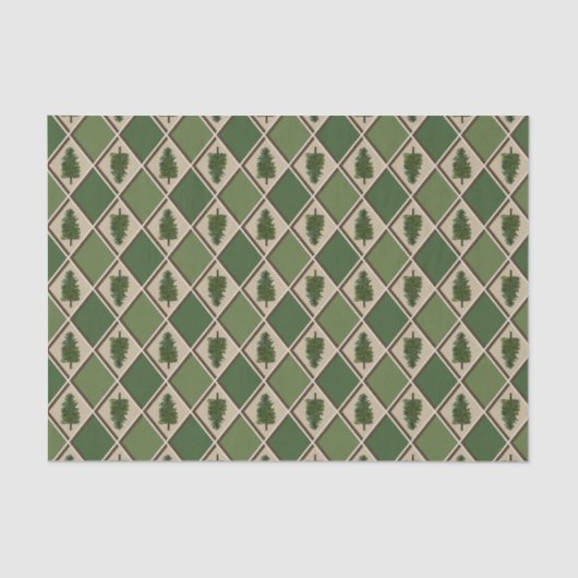 Pine Trees and Harlequin Tissue Paper Seidenpapier (Vorderseite)