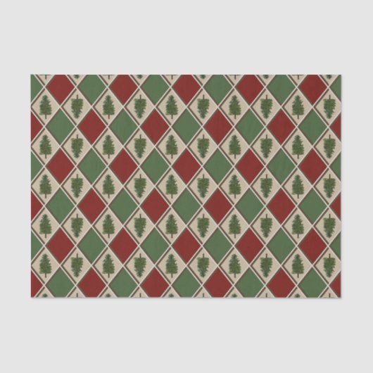 Pine Trees and Harlequin Tissue Paper Seidenpapier (Vorderseite)