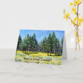 Pine Trees and Wildblumen Art Note Card Karte (Gelbe Blume)