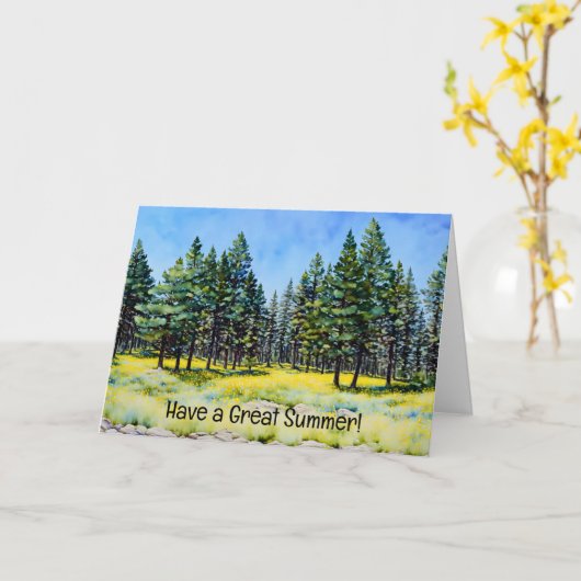 Pine Trees and Wildblumen Art Note Card Karte (Gelbe Blume)