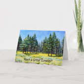 Pine Trees and Wildblumen Art Note Card Karte (Vorderseite)