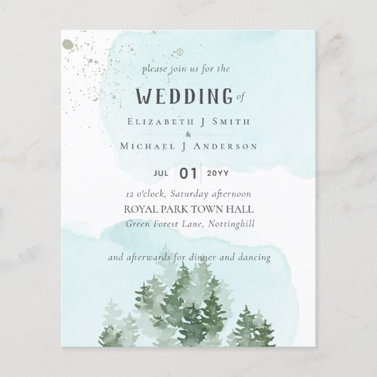 Pine Trees Aquamarin und Sage Wedding (Vorderseite)