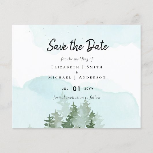 Pine Trees Aquamarin und Sage Wedding (Vorderseite)