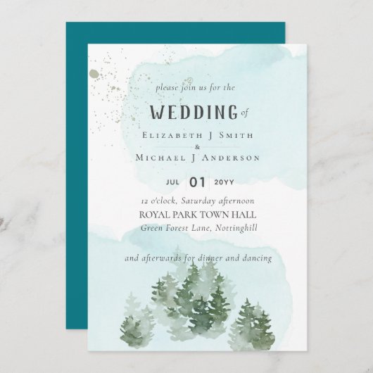 Pine Trees Aquamarin und Sage Wedding (Vorne/Hinten)