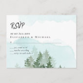 Pine Trees Aquamarin und Sage Wedding Postcard Postkarte (Vorderseite)