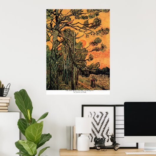 Pine Trees at Sunset by Vincent van Gogh Poster (Heimbüro)