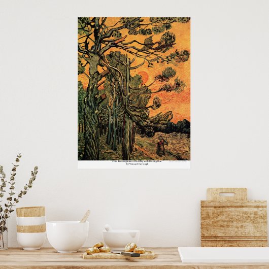 Pine Trees at Sunset by Vincent van Gogh Poster (Küche)