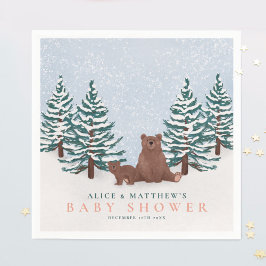 Pine Trees Baby Bear Winter Baby Dusche Serviette