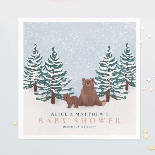 Pine Trees Baby Bear Winter Baby Dusche Serviette