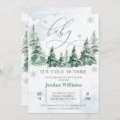 Pine Trees Baby ist kalt außerhalb Baby Dusche Einladung (Vorne/Hinten)