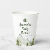Pine Trees Baby Shower Adventure Mountain Forest Pappbecher (Rückseite)