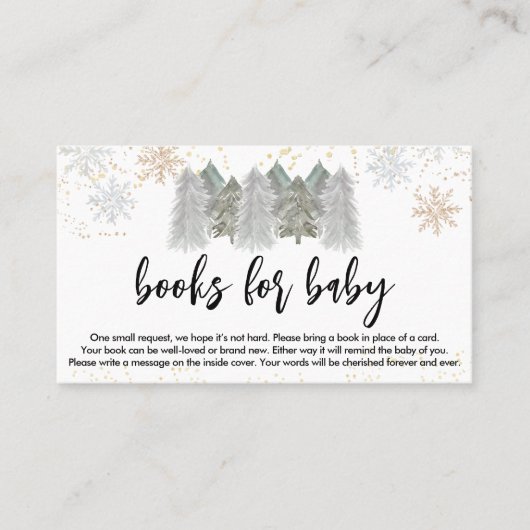 Pine Trees Baby Shower Books for Baby Visitenkarte (Vorderseite)