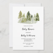 Pine Trees Babydusche Einladung (Vorderseite)