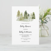 Pine Trees Babydusche Einladung (Stehend Vorderseite)