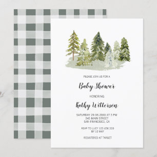 Pine Trees Babydusche Einladung