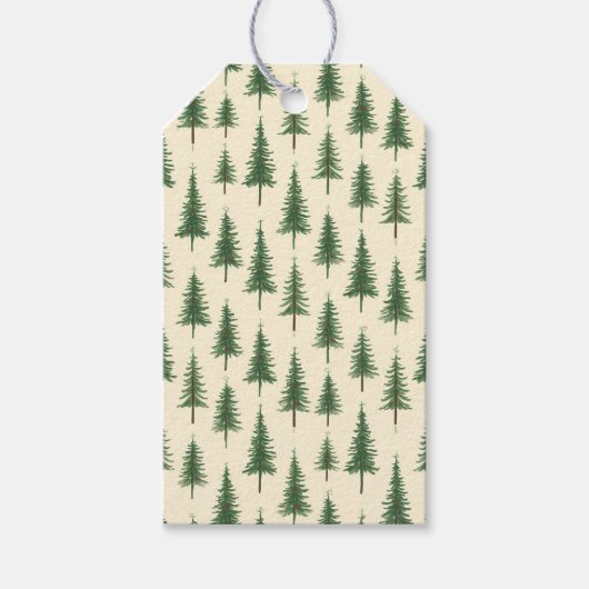 Pine Trees Beige Watercolor Christmas Holiday Geschenkanhänger (Vorderseite)