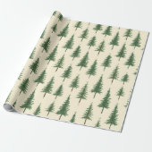 Pine Trees Beige Watercolor Christmas Holiday Geschenkpapier (Ungerollt)