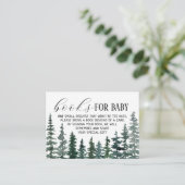 Pine Trees Book Request Baby Shower Begleitkarte (Stehend Vorderseite)
