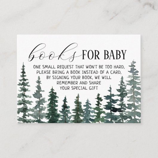 Pine Trees Book Request Baby Shower Begleitkarte (Vorderseite)