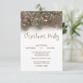 Pine Trees Branches Lights Balls Weihnachts-Party Einladung (Stehend Vorderseite)