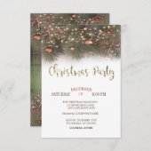 Pine Trees Branches Lights Balls Weihnachts-Party Einladung (Vorne/Hinten)