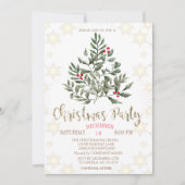 Pine Trees Branches Snowflakes Weihnachtsfest Part Einladung (Vorderseite)