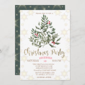 Pine Trees Branches Snowflakes Weihnachtsfest Part Einladung (Vorne/Hinten)