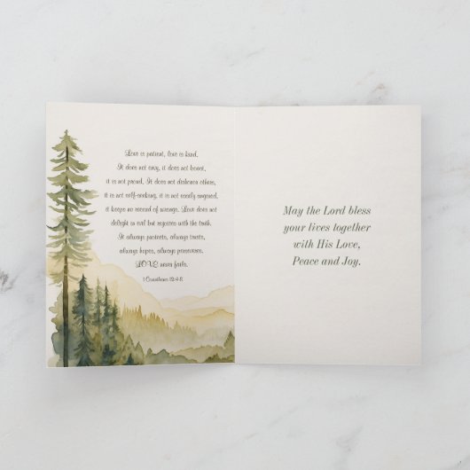 Pine Trees Christlich Bible Wedding Congratulation Karte (Innenseite)