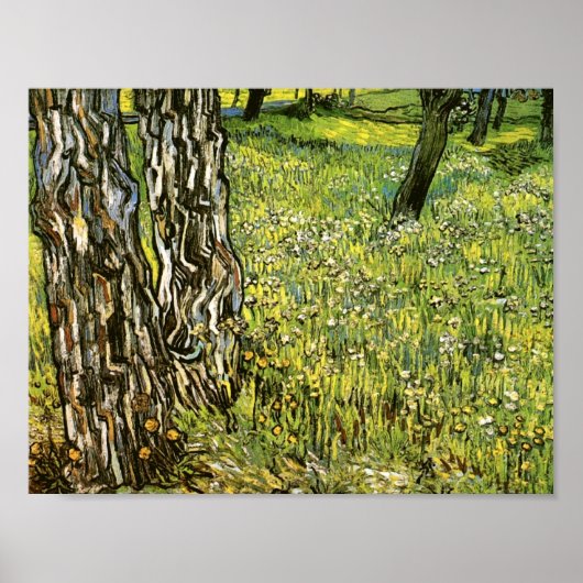 Pine Trees & Dandelions Van Gogh Fine Art Poster (Vorne)