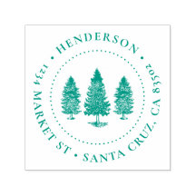 Pine Trees | Familienname Runde Rücksendeadresse