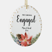 Pine Trees Flower First Christmas Engaged Keramik Ornament (Rechts)