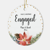 Pine Trees Flower First Christmas Engaged Keramik Ornament (Links)