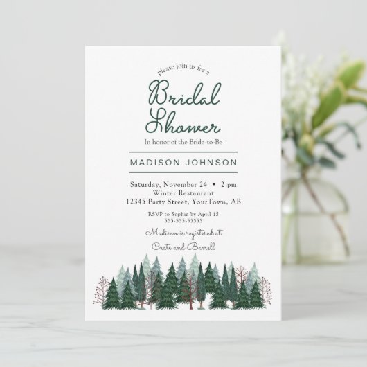 Pine Trees Forest | BRAUTPARTY | Einladung (Stehend Vorderseite)