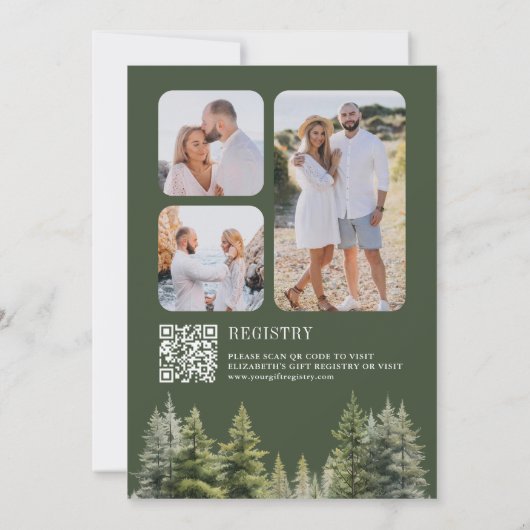 Pine Trees Forest Foto QR Code Brautparty Einladung (Rückseite)