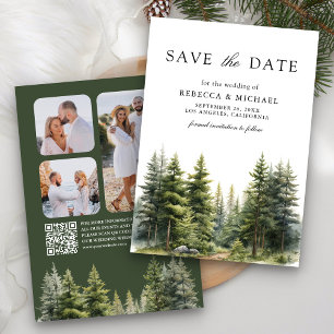 Pine Trees Forest Foto QR Code Hochzeit Save The Date