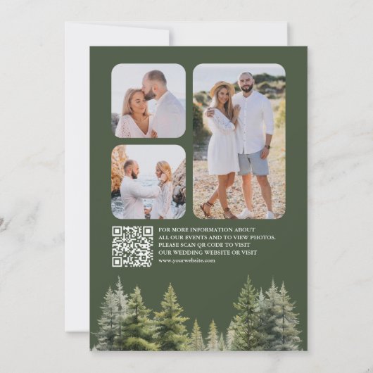 Pine Trees Forest Foto QR Code Hochzeit Save The Date (Rückseite)