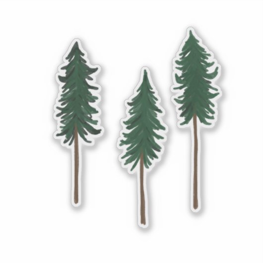 Pine Trees Forest Minimalistisch Aufkleber (Vorderseite)