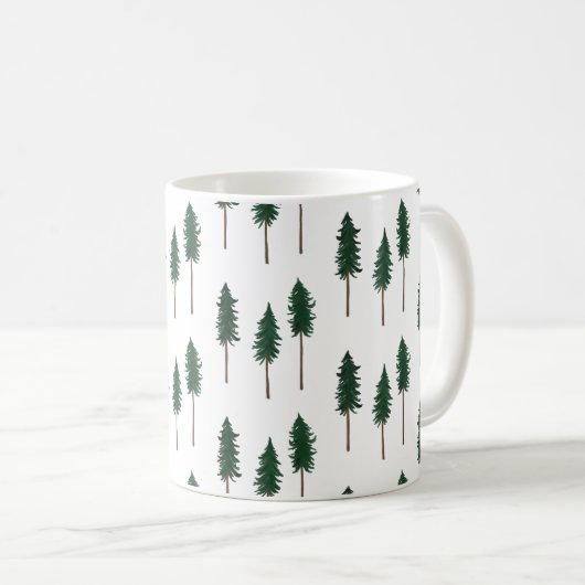 Pine Trees Forest Minimalistische Muster Kaffeetasse (VorderseiteRechts)