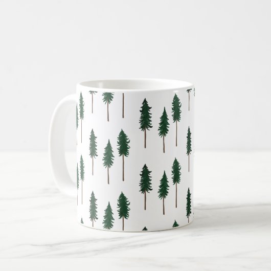 Pine Trees Forest Minimalistische Muster Kaffeetasse (Vorderseite Links)