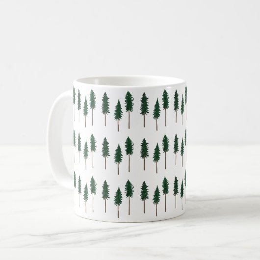 Pine Trees Forest Minimalistische Muster Kaffeetasse (Vorderseite Links)