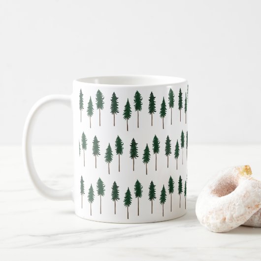 Pine Trees Forest Minimalistische Muster Kaffeetasse (Mit Donut)