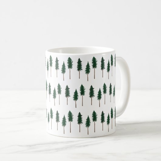 Pine Trees Forest Minimalistische Muster Kaffeetasse (VorderseiteRechts)
