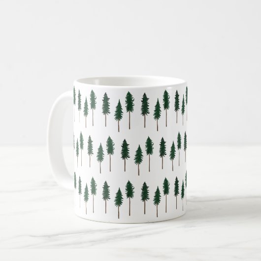 Pine Trees Forest Minimalistische Muster Kaffeetasse (Vorderseite Links)