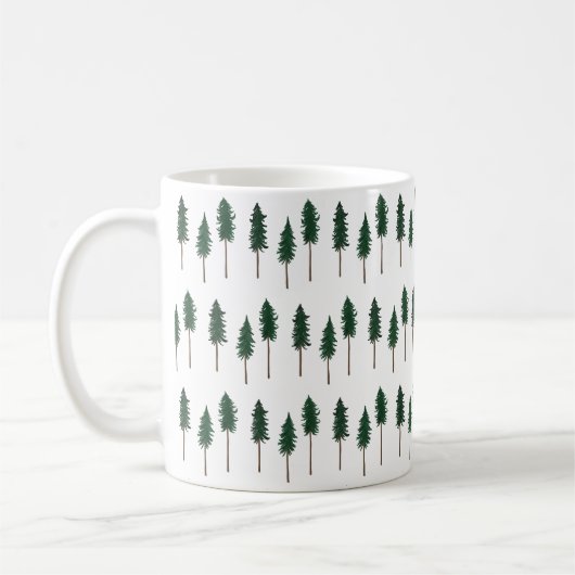 Pine Trees Forest Minimalistische Muster Kaffeetasse (Links)