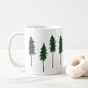 Pine Trees Forest Minimalistische Muster Kaffeetasse