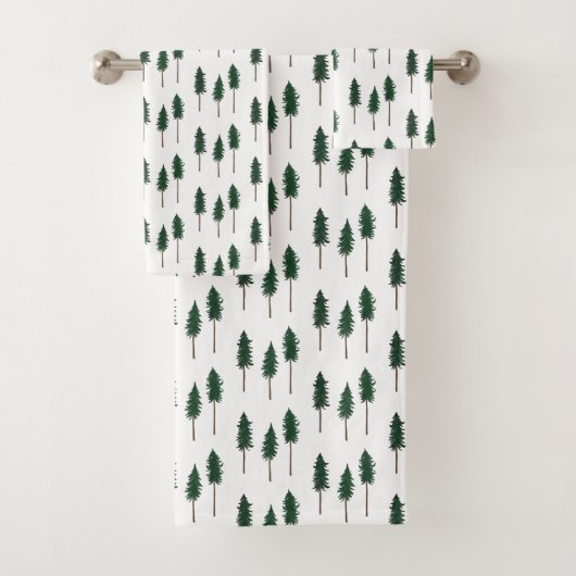 Pine Trees Forest Pattern Minimal Badhandtuch Set (Insitu)