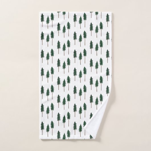 Pine Trees Forest Pattern Minimal Badhandtuch Set (Handtuch)